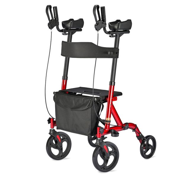 Upright Walker Rollator With Seat Brakes Pouch 4-Casters