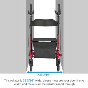 Upright Walker Rollator With Seat Brakes Pouch 4-Casters