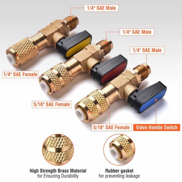 Refrigerant Ac R410A 1/4 Charging Ball Valves Fittings