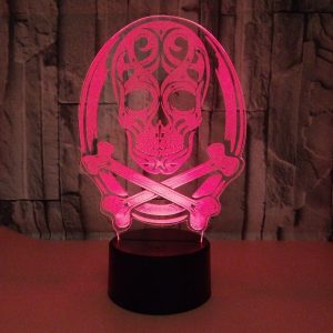 3D Led Color Changing Lamp Halloween Skull Light Acrylic 3D Hologram Illusion