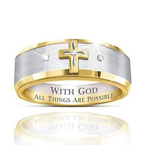 Two-Color Monogram Cross Diamond Ring