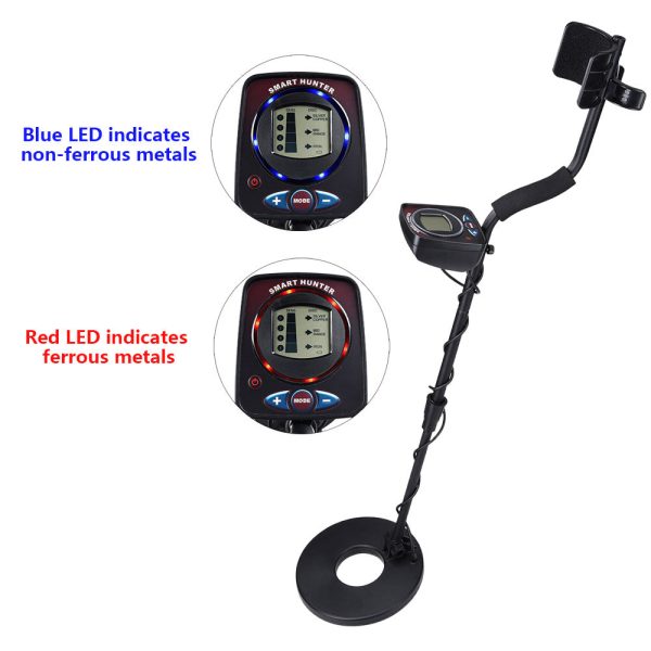 8 3/5 Ft Coil Waterproof Lcd Metal Detector W/ Led Light