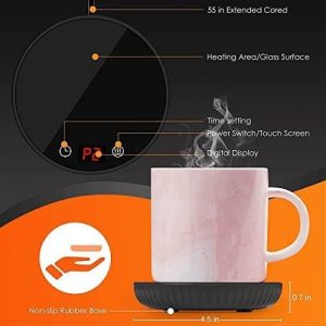 Coffee Mug Warmer, Coffee Warmer With 2 Temp Settings, Candle Warmer W/Auto Shut &1-12H Timer, Coffee Warmer For Desk Home Office, Coffee Cup Warmer For Coffee, Beverage, Milk, Tea, Chocolate