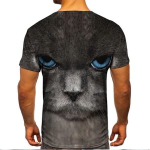 Big Face Black Cat Men T Shirt