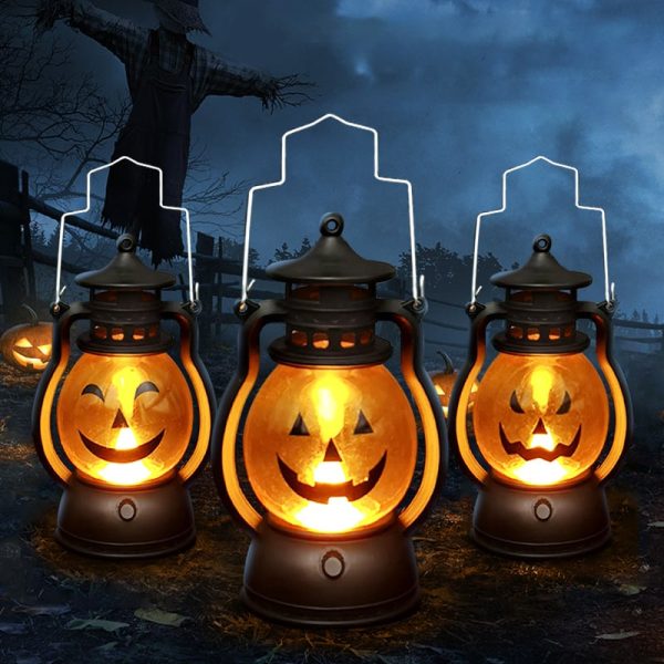 Halloween Horror Pumpkin Lantern Led Decorations Handheld Lamp