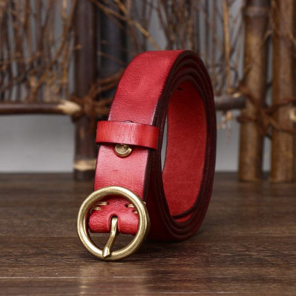 Fashion Leather Jeans Belt With Brass Buckle