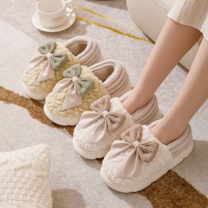 Big Bow-Knot Fluffy Slippers