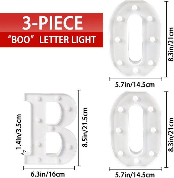 Diydec Halloween Decorations-3 Led Marquee Light Up Letters Sign Boo Halloween Letter Lights For Home Indoor Kitchen Fireplace Party Table Decor Supplies