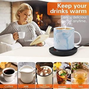 Coffee Mug Warmer, Coffee Warmer With 2 Temp Settings, Candle Warmer W/Auto Shut &1-12H Timer, Coffee Warmer For Desk Home Office, Coffee Cup Warmer For Coffee, Beverage, Milk, Tea, Chocolate