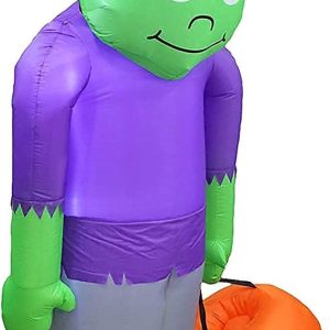 Two Halloween Party Decorations Bundle, Includes 8 Foot Tall Inflatable Frankenstein Monster, And 8 Foot Tall Inflatable Ghosts Spider Archway Arch Outdoor Indoor Blowup With Led Lights