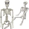 36 Skeleton Halloween Decorations, 3Ft Realistic Full Body Movable Posable Joints Skeleton, Creepy Halloween Plastic Skeleton For Graveyard Decorations, Haunted House Props Indoor/Outdoor Decor