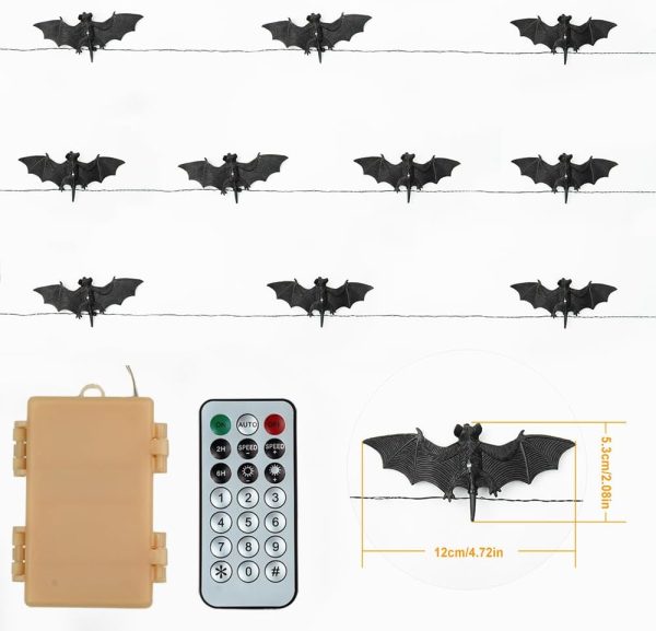 Bohon Halloween Lights String 30 Leds Bat Fairy Lights With Remote 12 Lighting Modes Battery Operated String Lights For Outdoor Indoor Party Patio Halloween Decoration