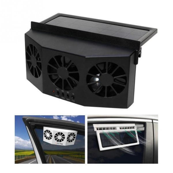 Car Portable Solar Energy Cooling Vent 3 Fans