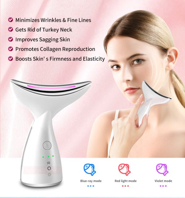 Ems Microcurrent Neck Face Beauty Device With 3 Colors Led Photon Therapy Skin Tighten Face Lifting Devices