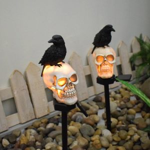 49 -Solar Skull Crow Waterproof Landscape Light