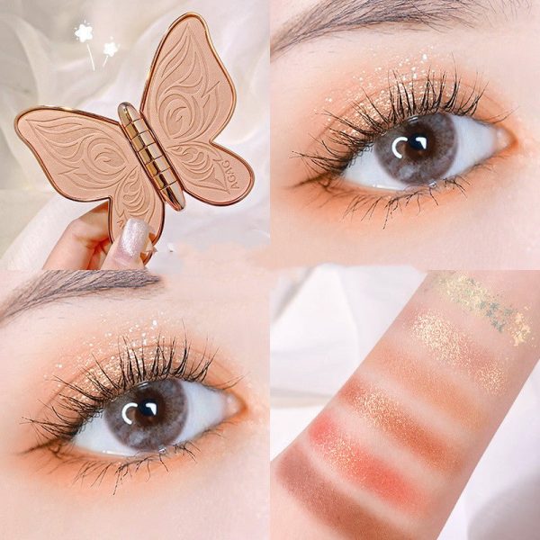 6 Colors Eyeshadow Palette Butterfly Glitter Matte Makeup Plate