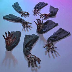 Halloween Props 4-Pair Zombie Hands With Stakes Scary Decor