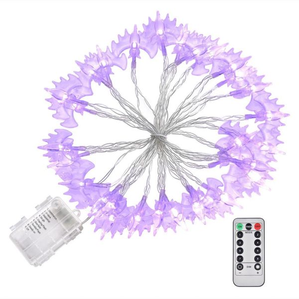 Halloween Fairy Light Purple Bat Lights Battery Operated 15ft