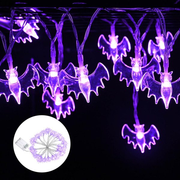 Halloween Fairy Light Purple Bat Lights Battery Operated 15Ft