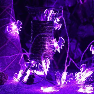 Halloween Fairy Light Purple Bat Lights Battery Operated 15Ft