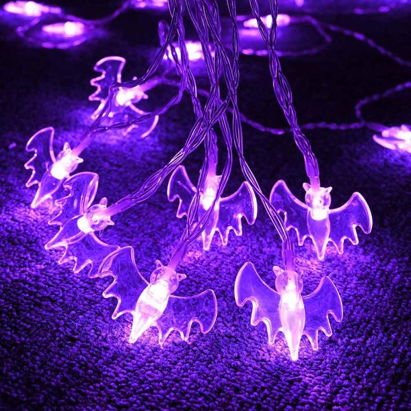 Halloween Fairy Light Purple Bat Lights Battery Operated 15Ft