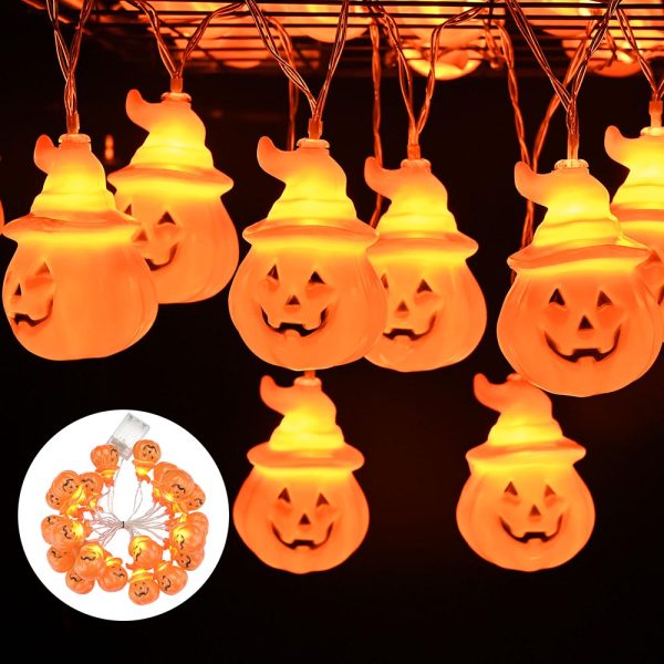 Halloween Fairy Light Orange Pumpkin With Hat 10Ft