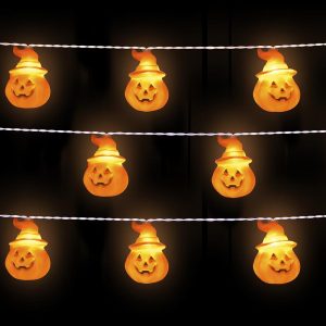 Halloween Fairy Light Orange Pumpkin With Hat 10Ft