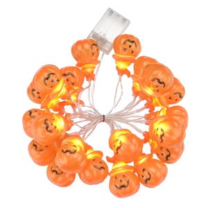 Halloween Fairy Light Orange Pumpkin with Hat 10ft