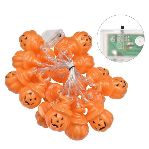 Halloween Fairy Light Orange Pumpkin with Hat 10ft