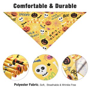 10-Pack Dog Bandanas Halloween Pet Scarf Washable 32x21x21