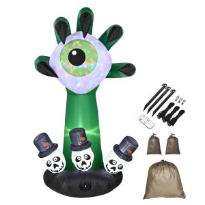 6Ft Halloween Inflatables Monster Hand Eyeball Color Changing