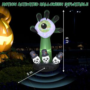 6ft Halloween Inflatables Monster Hand Eyeball Color Changing