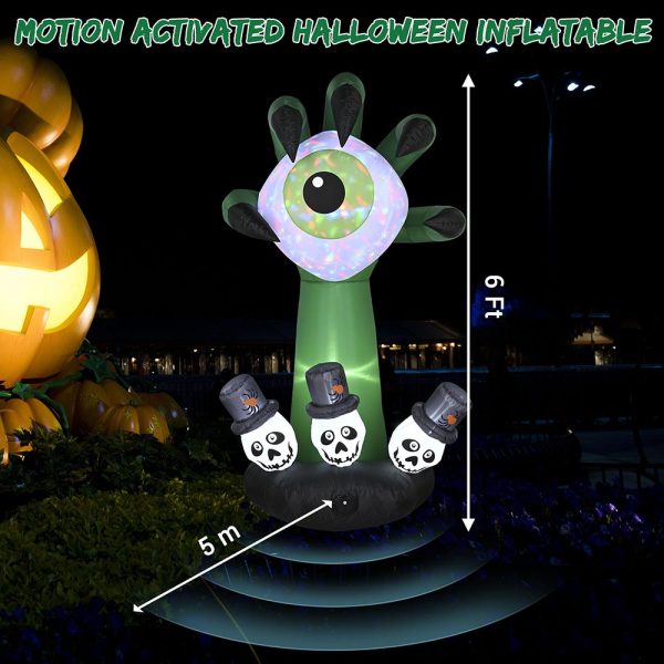 6ft Halloween Inflatables Monster Hand Eyeball Color Changing