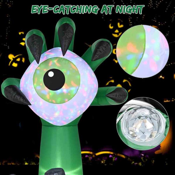 6Ft Halloween Inflatables Monster Hand Eyeball Color Changing