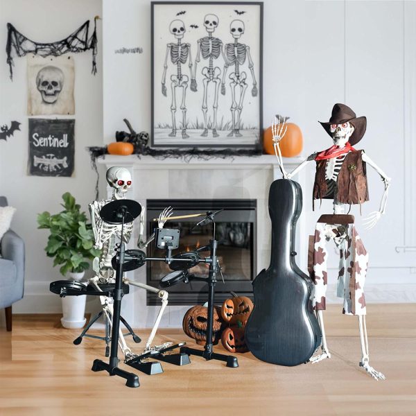 Life Size 5.4ft Skeleton Posable Halloween Decor Sound Activated