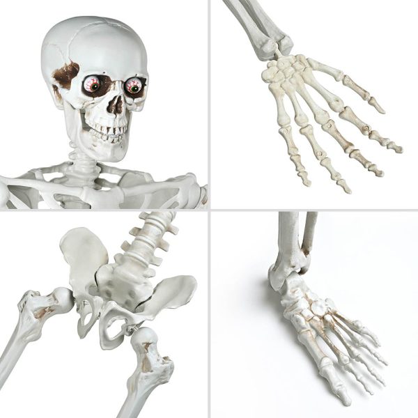 Life Size 5.4Ft Skeleton Posable Halloween Decor Sound Activated