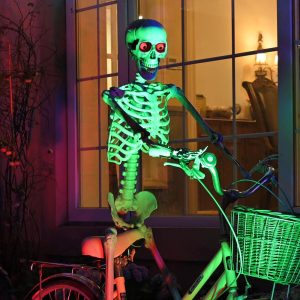 Life Size 5.4Ft Skeleton Posable Halloween Decor Sound Activated