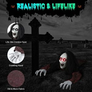 Halloween Animatronic Light-Up Zombie Sound Activated Realistic