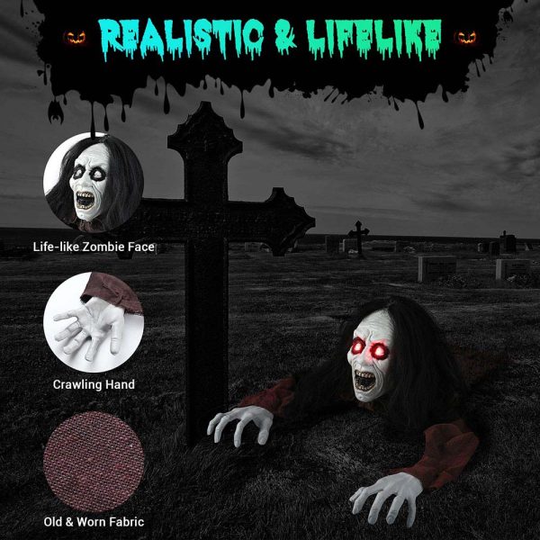 Halloween Animatronic Light-Up Zombie Sound Activated Realistic