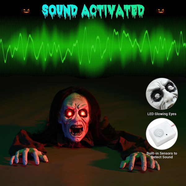 Halloween Animatronic Light-Up Zombie Sound Activated Realistic