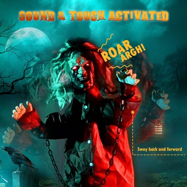 5Ft Animated Halloween Zombie Sound & Touch Activated