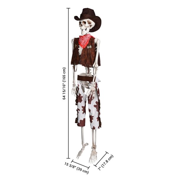 5.4ft Skeleton with Cowboy Costumes Halloween Props