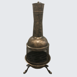 Steel And Cast Iron Antique Wood Burning Golden Chimenea Fireplace