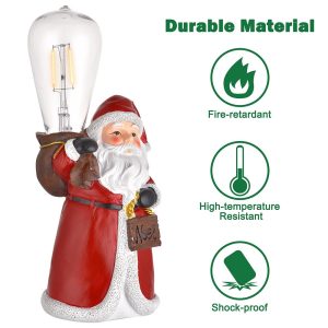 Resin Santa Figurine With Edison Bulb 10 Battery Operated 2Ct/Pk