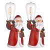 Resin Santa Figurine With Edison Bulb 10 Battery Operated 2Ct/Pk