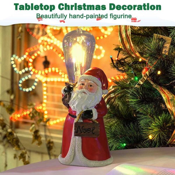 Resin Santa Figurine With Edison Bulb 10 Battery Operated 2Ct/Pk