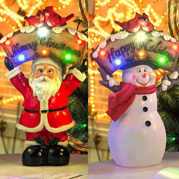 Christmas Figurine With Led Lights (Santa Snowman Optional)