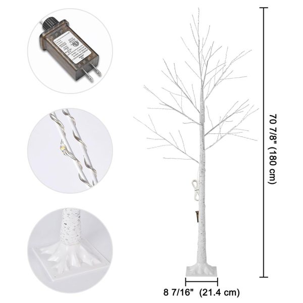 Artificial Tree Pre-Lit Faux Birch Tree Usb & Remote