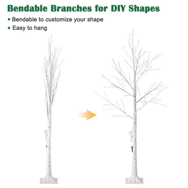 Artificial Tree Pre-Lit Faux Birch Tree Usb & Remote