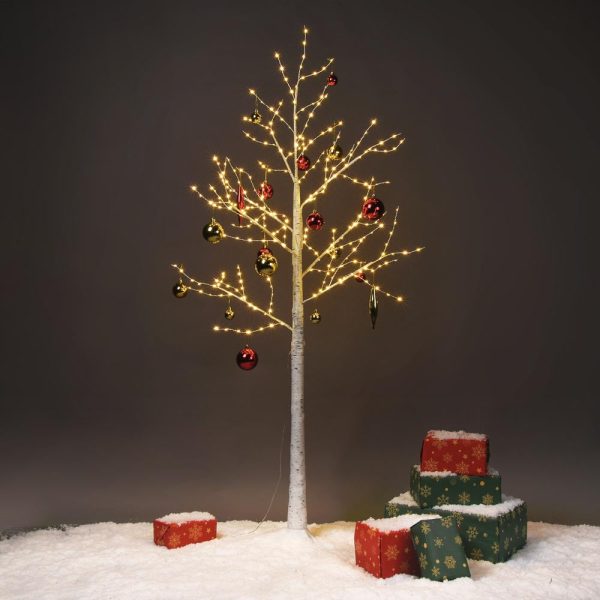 Artificial Tree Pre-Lit Faux Birch Tree Usb & Remote